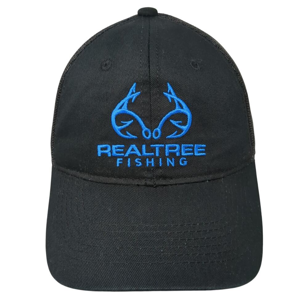 Realtree Fishing Snapback Trucker Hat Black One Size Mesh Back Outdoor Cap